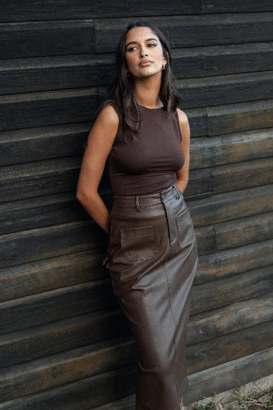 Elegant Wear Pinafore skirt Colby Midi Skirt - Brown
