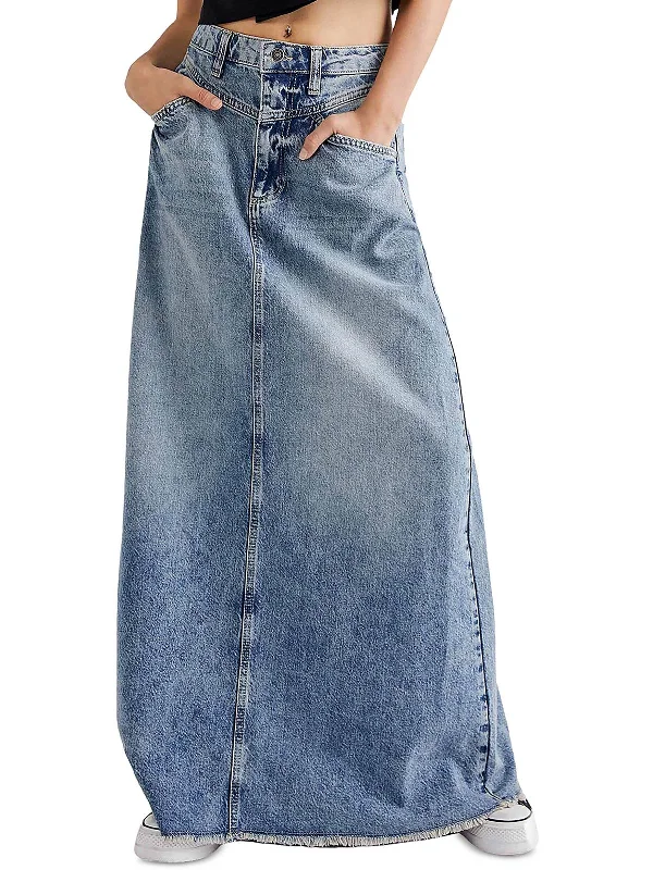 Relaxed Chic Wool mini skirt Come as you are Womens Denim Unlined Maxi Skirt