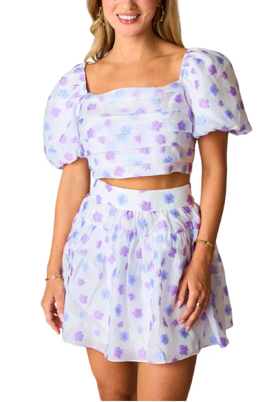Casual Chic Outfits Denim mini skirt Cuties Set In Violet