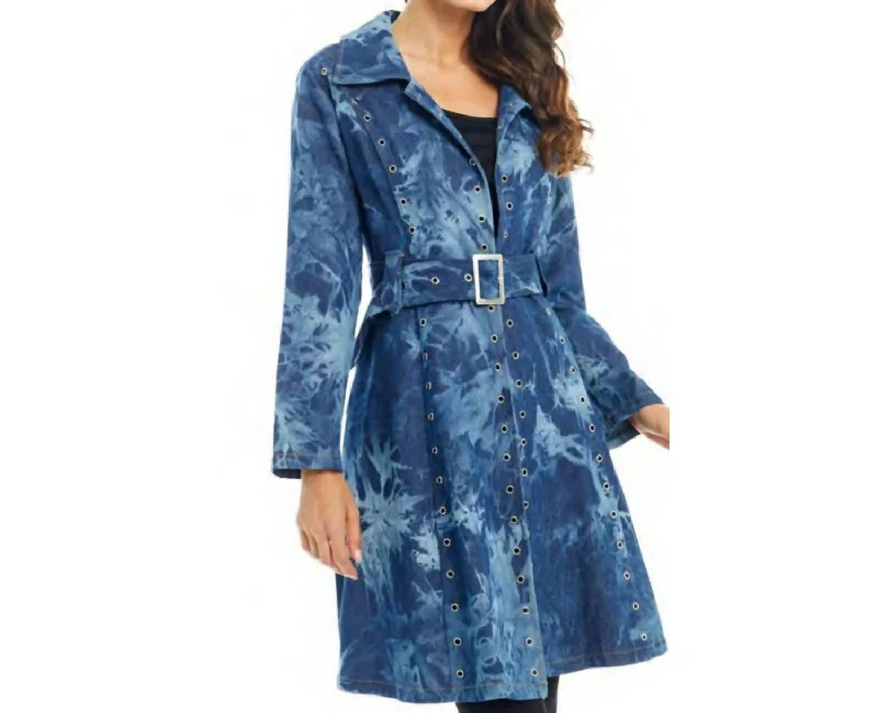 Stylish Wear Black denim jacket Denim Long Blazer With Belt