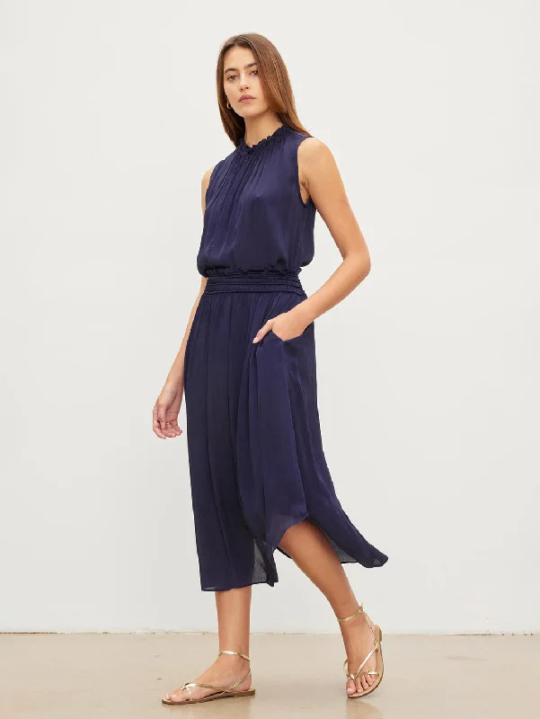 Easy-to-Wear High-low skirt Dimi Crinkle Skirt - Navy