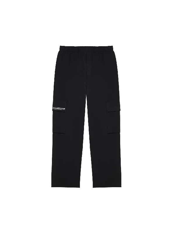 Trendy Casuals Mesh activewear top Womens Double Jersey Cargo Track Pants—black