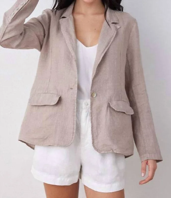 Cozy Apparel Modern biker jacket Easy Longline Blazer In Coastal Fog