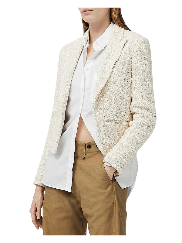 Chic Lounge Over-sized military jacket Elle Womens Cotton Tweed Cropped Open-Front Blazer