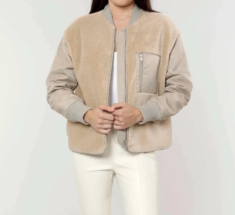 Soft Textures Structured jacket Faux Shearling Jacket In Taupe