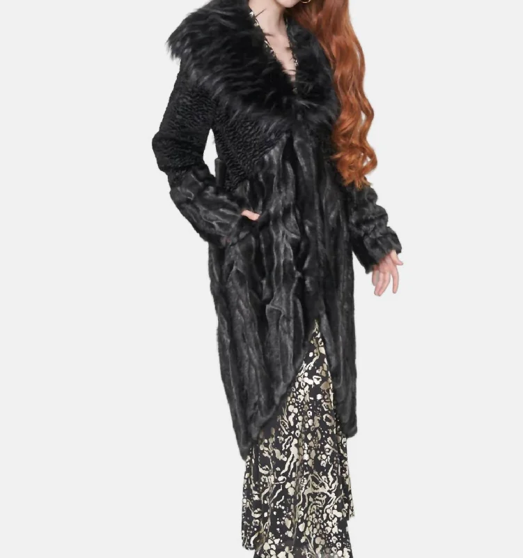 Relaxed Fashion Oversized plaid jacket Glamourette Coat In Black Sable/pewter