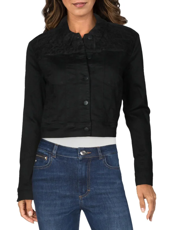 Simple Elegance Designer parka jacket Harlow Womens Jean Cropped Denim Jacket
