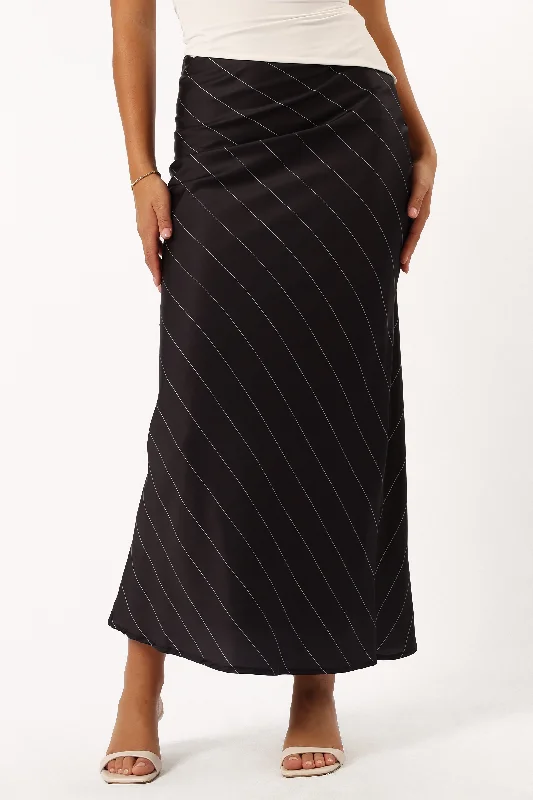 Relaxed Wear Handkerchief hem skirt Heidi Stripe Slip Skirt - Black White Stripe