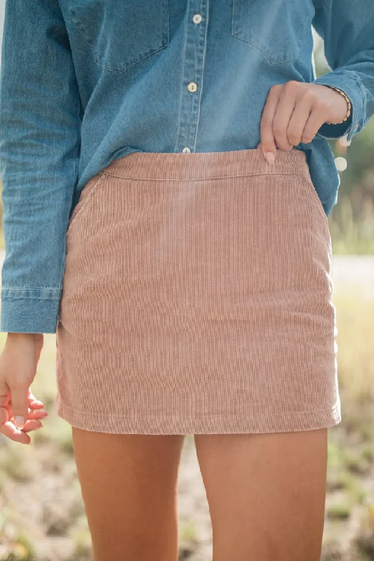 Soft Style Fold-over skirt Inside Scoop Rust Washed Corduroy Skort