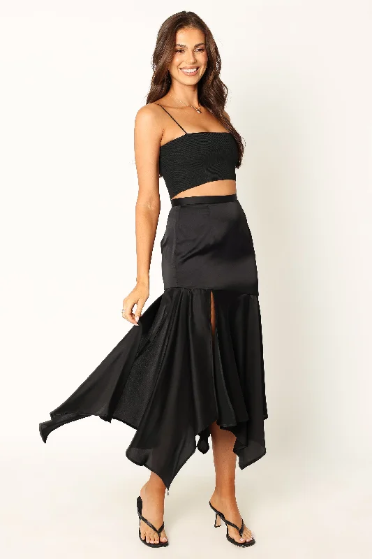 Soft Clothing Mixed print skirt Jair Midi Skirt - Black