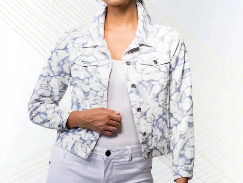 Relaxed Tops Wool blend blazer Jean Jacket In Blue/white