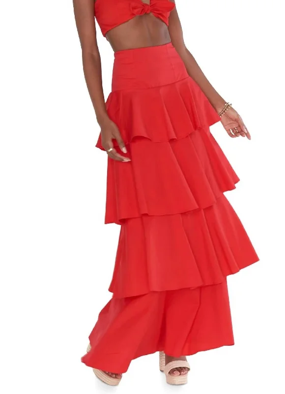 Trendy Looks Silk skirt Katrina Swing Skirt In Cherry Poplin