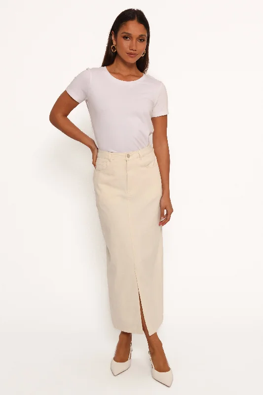 Cozy Chic Wear Floral skirt Kellen Corduroy Midi Skirt - Cream