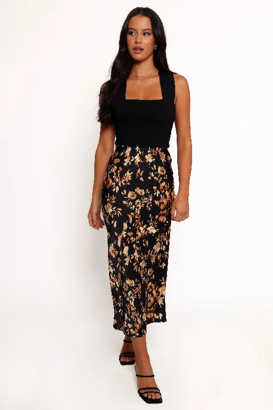 Soft Feel Casual wrap skirt Kenna Satin Midi Skirt - Midnight Glow