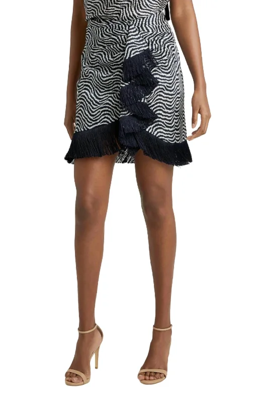 Fresh Comfort Faux suede skirt Lesly Zebra Skirt In Ivory/ Navy