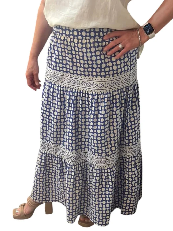 Soft Layers Pencil skirt with waistband Lona Skirt In Dot Print