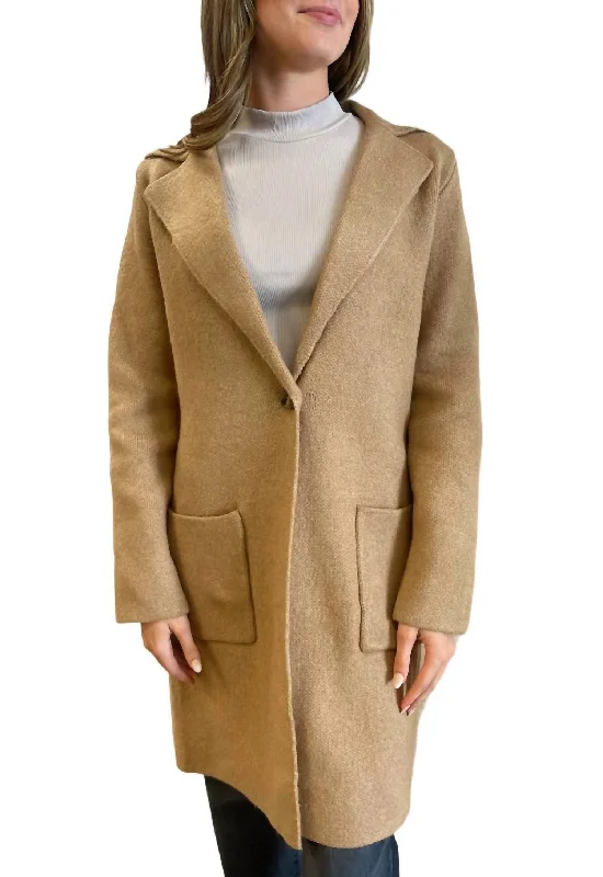 Soft Fabrics Moto style jacket Long Cardigan/coat In Camel