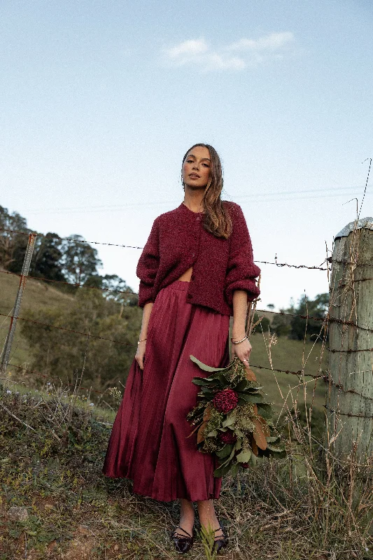 Comfy Layers Classic A-line skirt Lysandra Maxi Skirt - Burgundy
