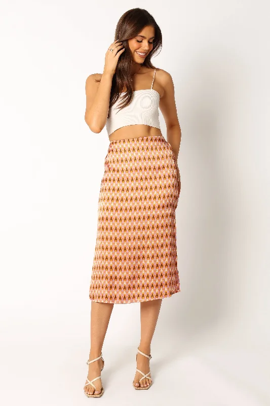 Breathable Comfort Full skirt Marley Midi Skirt - Mocha