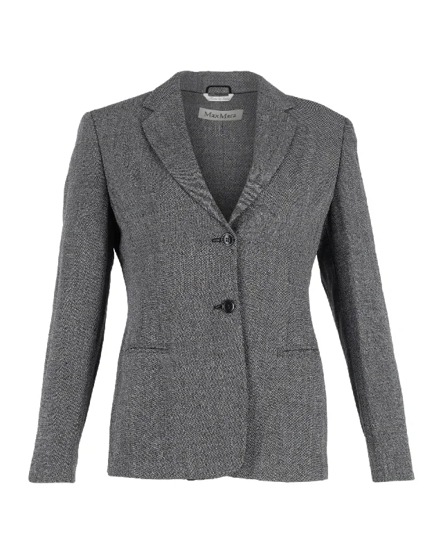 Casual Fit Faux shearling jacket Max Mara Single Breasted Blazer in Grey Cotton