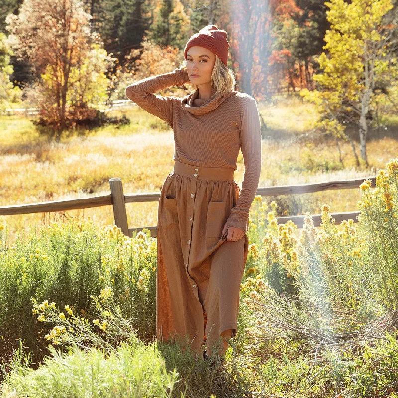 Easygoing Style High-waisted skirt Maxi Button Skirt, Camel