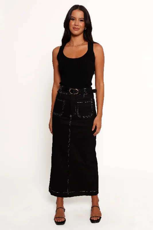 Easy Comfort Style High-waisted midi skirt Nikko Midi Skirt - Black