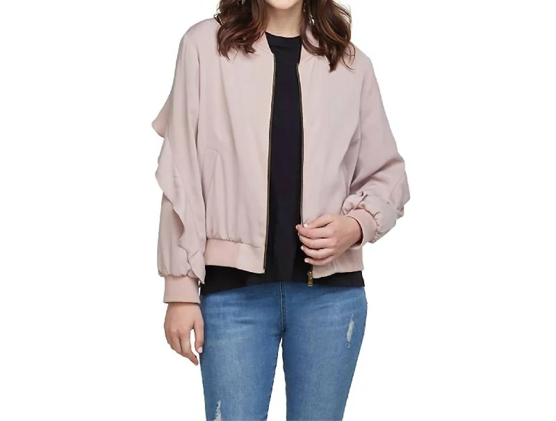 Cozy Fit Wear Leather bomber jacket Nolan Bomber Jacket In Blush