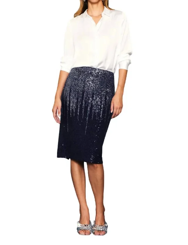 Everyday Comfort Abstract print skirt Ombre Sequin Pencil Skirt In Navy