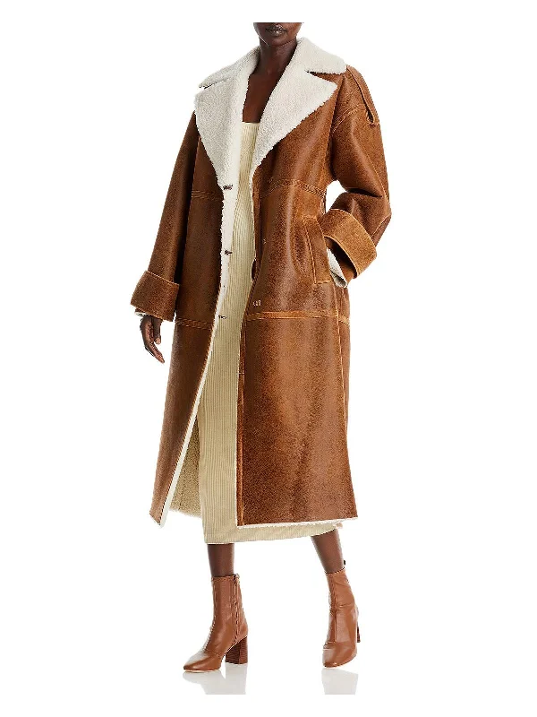 Soft Textures Classic sport jacket Osila Womens Leather Shearling Long Coat