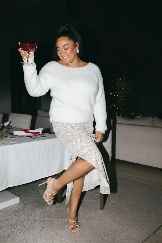 Comfy Chic Wear Button-down wrap skirt Own The Night Champagne Sequin Maxi Skirt