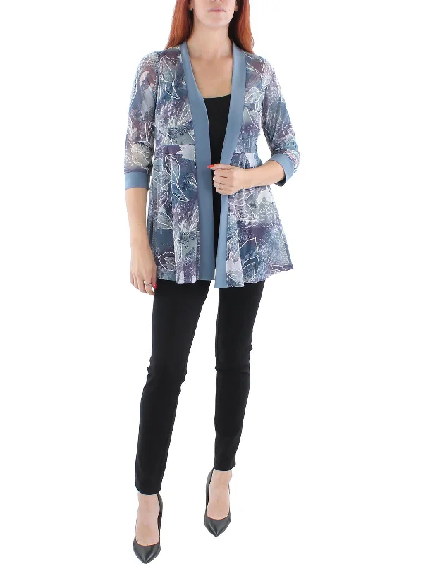 Relaxed Fit Wear Trendy puffer jacket Petites Womens Mesh Printed Duster Blazer