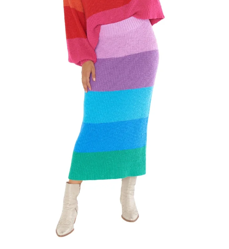 Soft Layers Plaid skirt Pippa Sweater Skirt In Sunset Stripe