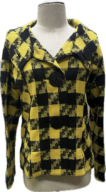 Cozy Fitting Blazer coat jacket Plaid Jacket In Ylw615