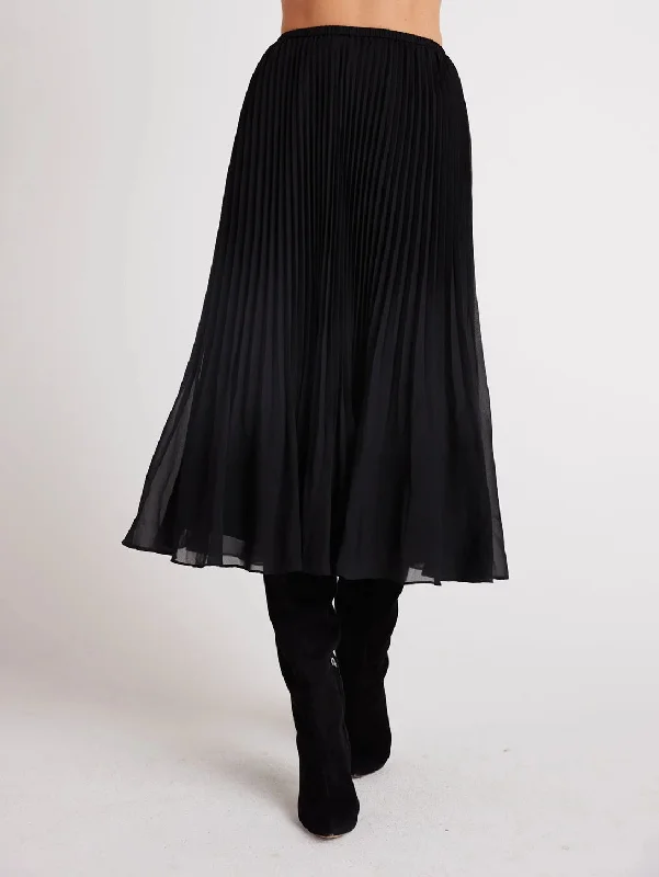 Weekend Style Embellished skirt Sunburst Pleated Midi Skirt - Black