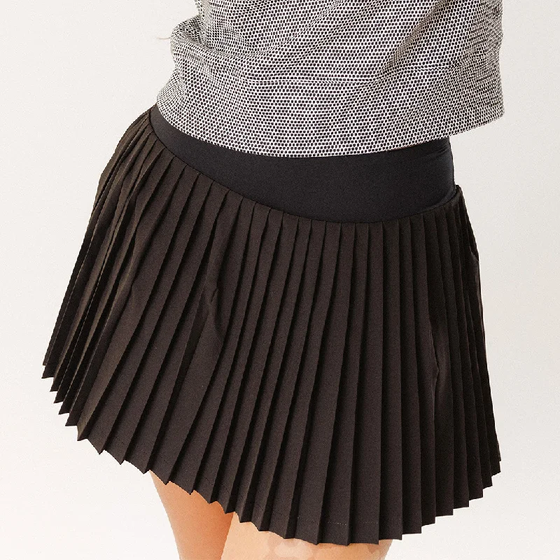 Breezy Comfort High-waisted midi skirt Pleated Tennis Skirt, Black