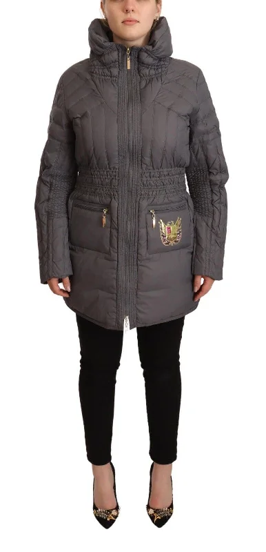 Effortless Outfits Long jacket Roccobarocco  Quilted Long Sleeves Logo Patch Full Zip Women's Jacket