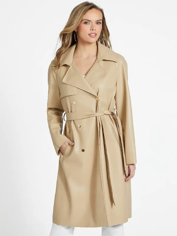 Classic Comfort Double-breasted trench Rosalyn Faux-Leather Trench Coat