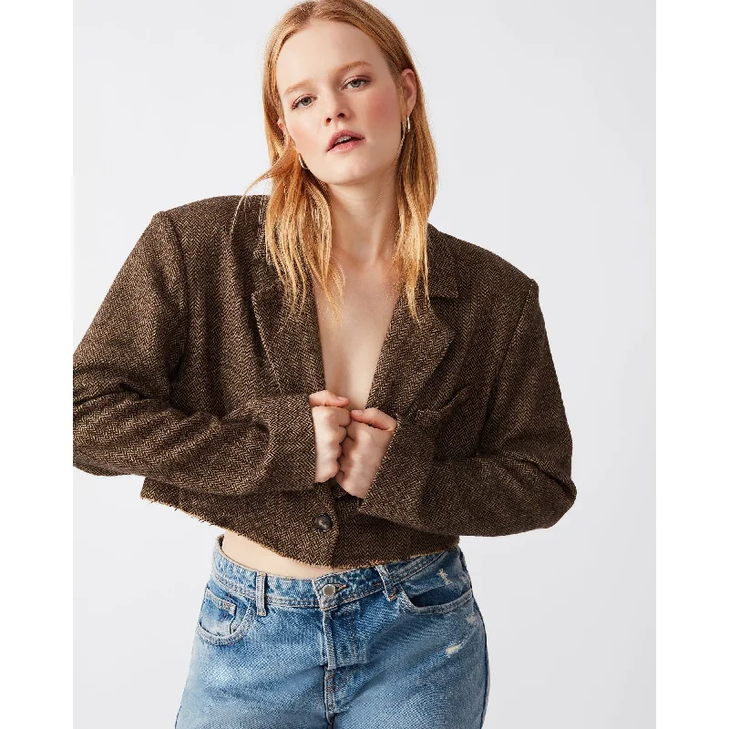 Easy Fashion Classic trench jacket Rupi Cropped Blazer Brown
