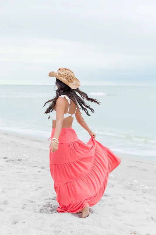 Soft Wear Knit wrap skirt Summer Dream Coral Tiered Maxi Skirt