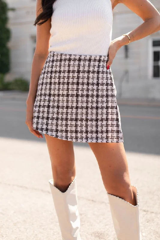 Warm Layers Asymmetrical skirt Sweet Escapes Brown Plaid Skort