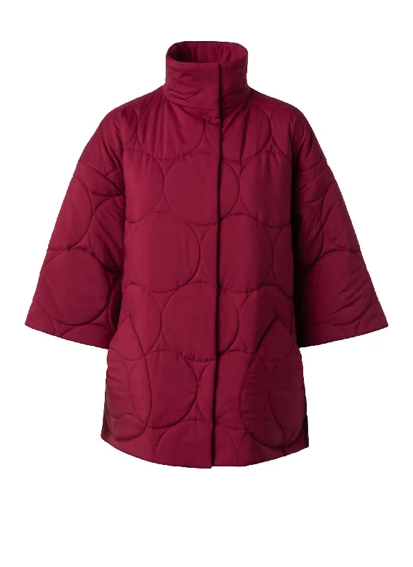 Casual Chic Outfits Safari jacket Techno Quilt Egg Shape Coat In Garnet