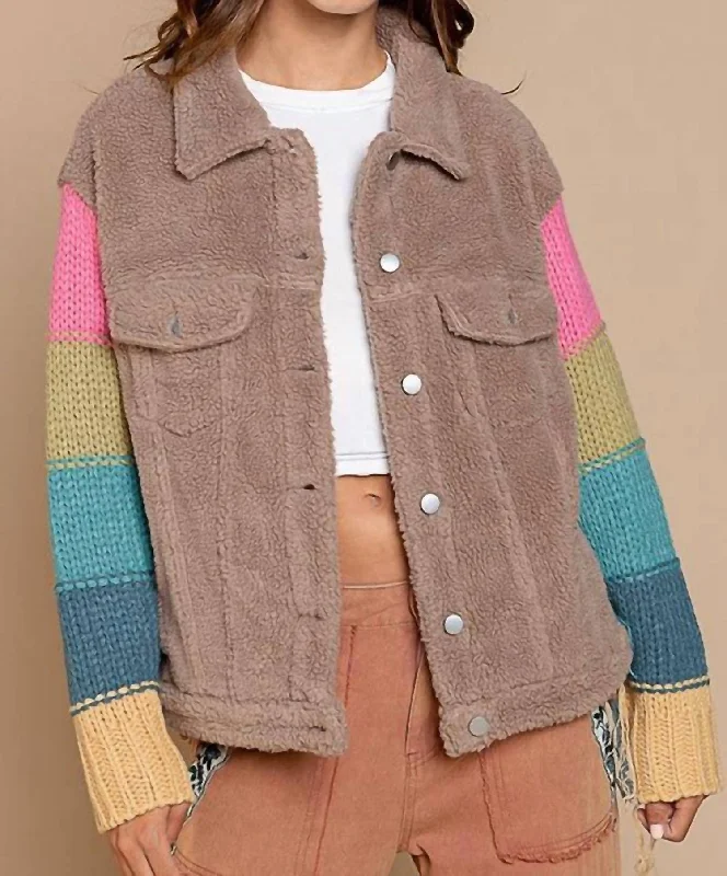 Chic Outfits Textured jacket Teddy Trucker Jacket In Colorblock