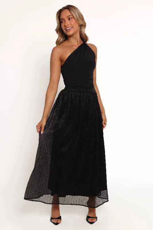 Soft Comfort Sequin A-line skirt Tricia Maxi Skirt - Black