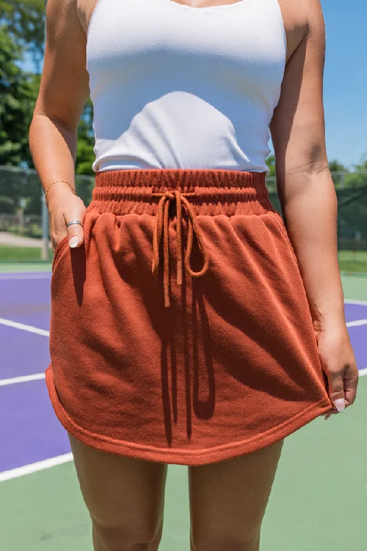 Relaxed Fit Denim wrap skirt Tried It All Brown Knit Skort