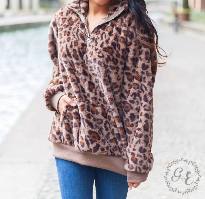 Sporty Wear Longline trench jacket Untamed Leopard Sherpa With Pocket Zip Up In Leopard Print Sporty Wear Longline trench jacket Untamed Leopard Sherpa With Pocket Zip Up In Leopard Print