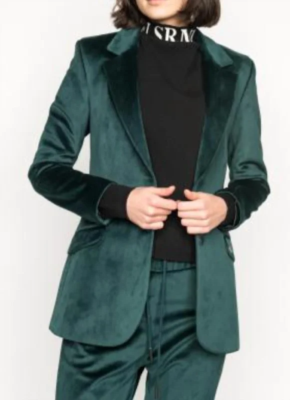Cozy Knits Faux suede jacket Velvet Blazer In Pine Green