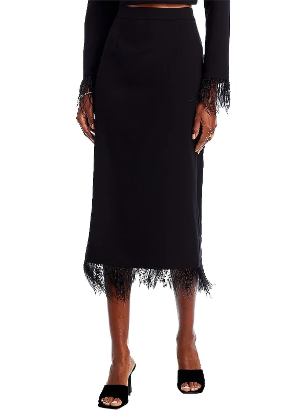 Warm Wear Asymmetrical wrap skirt Womens Embellished Polyester Midi Skirt