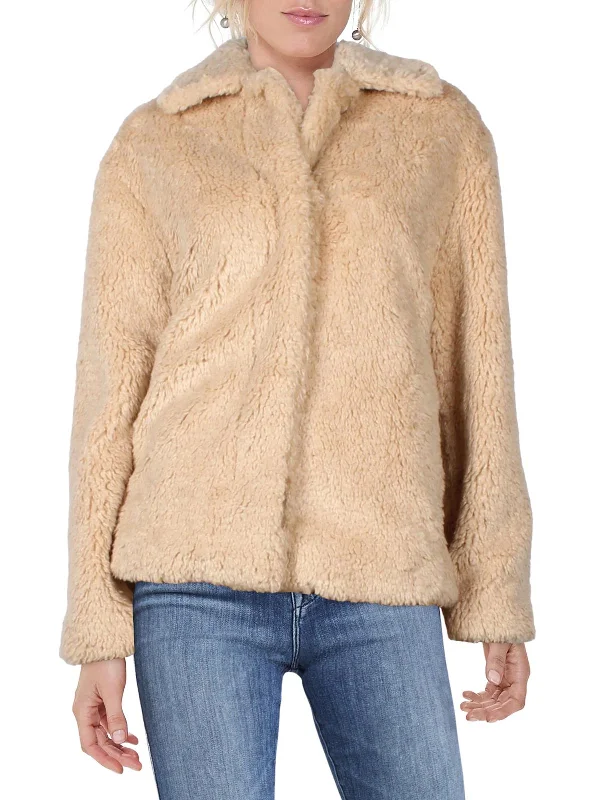 Urban Chic Denim vest jacket Womens Faux Fur Cold Weather Teddy Coat