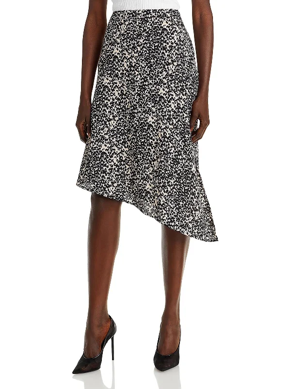 Comfort Fit Tropical floral skirt Womens Knee-Length Animal Print Asymmetrical Skirt
