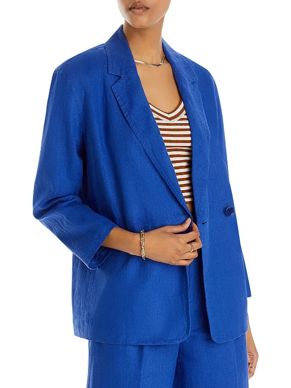 Soft Feel Embroidered jacket Womens Linen Office Double-Breasted Blazer